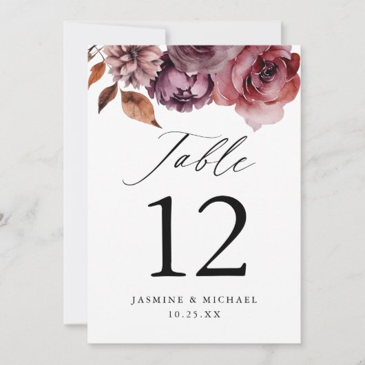 秋素朴マルサラフローラの結婚テーブル番号 (正面)