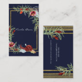 秋素朴マルサラフローラネイビーブルーシックエレガント 名刺 (正面/裏面)