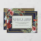 秋素朴マルサラフローラネイビーブルー日付を保存 セーブザデート (正面/裏面)