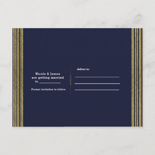 秋素朴マルサラフローラネイビーブルー日付を保存 案内ポストカード (裏面)