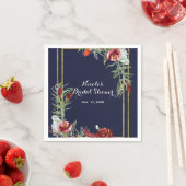 秋素朴マルサラフローラネイビーブルー金ゴールドズ結婚 スタンダードカクテルナプキン (インサイチュ)