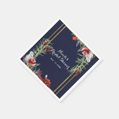 秋素朴マルサラフローラネイビーブルー金ゴールドズ結婚 スタンダードカクテルナプキン (角)