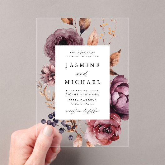 秋素朴マルサラフローラフレ結婚ーム アクリル招待状 (インサイチュ (ポータブル))