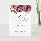 秋素朴マルサラフローラ彼女の結婚誓いカード カード (正面)