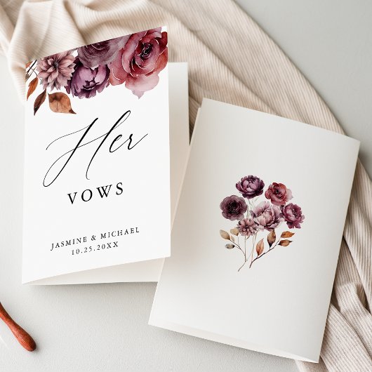 秋素朴マルサラフローラ彼女の結婚誓いカード カード