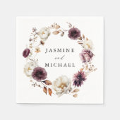 秋素朴マルサラフローラ結婚リース スタンダードカクテルナプキン (正面)