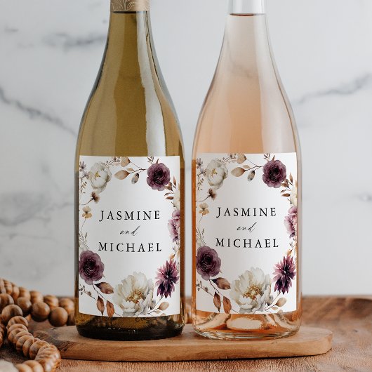 秋素朴マルサラフローラ結婚リース ワインラベル