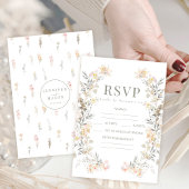 秋素朴ミニ野花結婚式RSVPカード 出欠カード