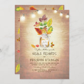 秋素朴メイスンの瓶とストリングラ結婚イト 招待状 (正面/裏面)