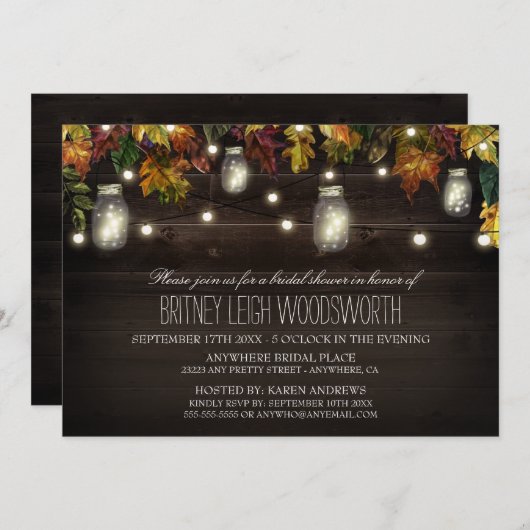 秋素朴メイスンジャーブライダルシャワー招待状 招待状 (正面/裏面)