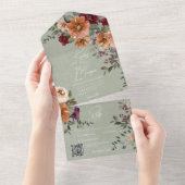 秋素朴ラスト&ワインフローラセージQRコード オールインワン招待状 (貼ってはがせる)