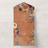 秋素朴ラスト&ワインフローララストQRコード オールインワン招待状 (内側)