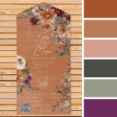 秋素朴ラスト&ワインフローララストQRコード オールインワン招待状