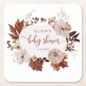 秋素朴リトルカボチャのナプキン スクエアペーパーコースター (正面)