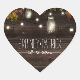 秋素朴リーフホタルのメイスンジャー結婚式の引き出物 ハートシール