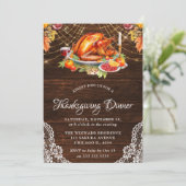 秋素朴ローストターキーウッドサンクスギビング 招待状 (スタンド正面)