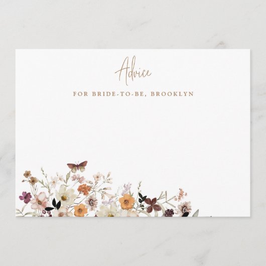 秋素朴ワイルドフラワーズブライダルシャワー アドバイスカード (正面)