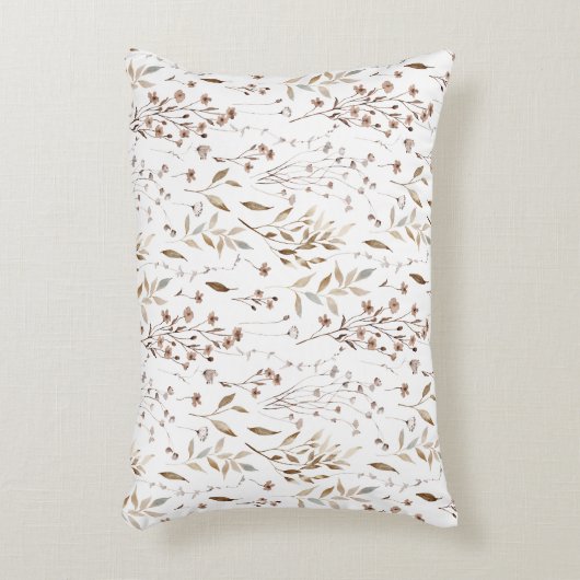 秋素朴冬茶色の花離れの模様 アクセントクッション (正面(垂直))
