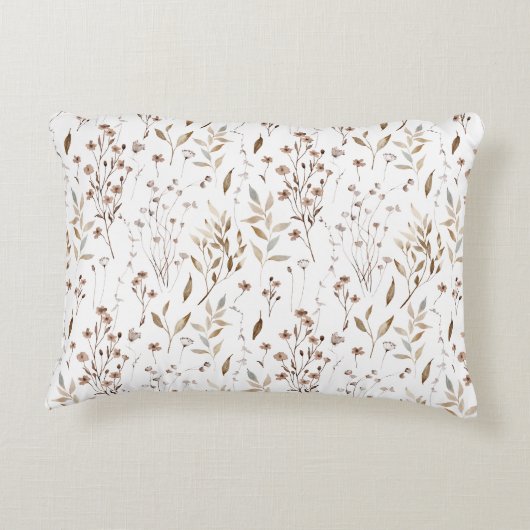 秋素朴冬茶色の花離れの模様 アクセントクッション (裏面)