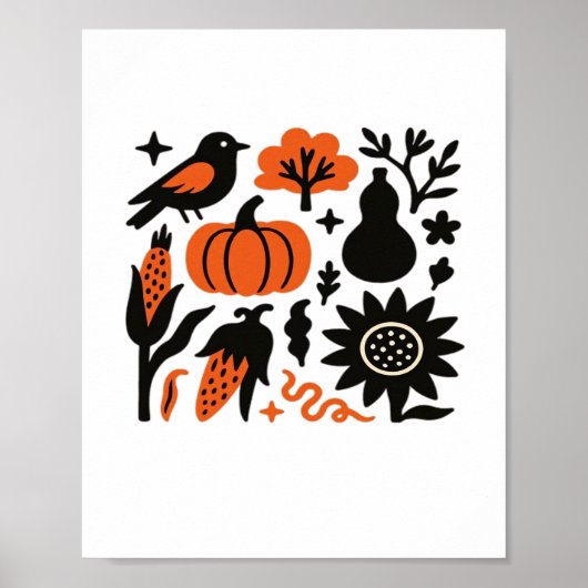 秋素朴収穫フォーククラシックTシャツ ポスター (正面)