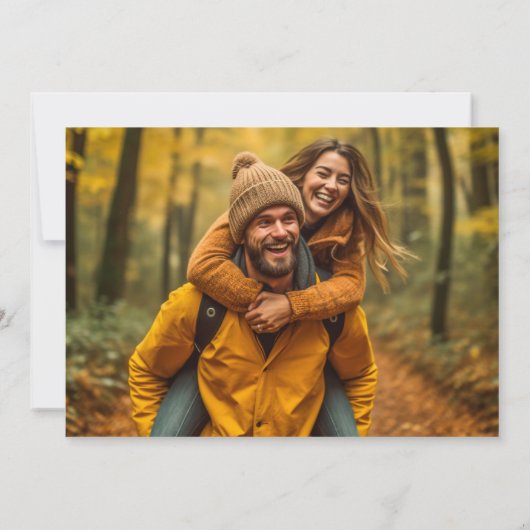 秋素朴妖精のライト写真の日付を保存 案内状 (裏面)