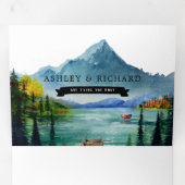 秋素朴山湖 |図解入りの、写真付きの結婚s 三つ折り招待状 (内部最初)