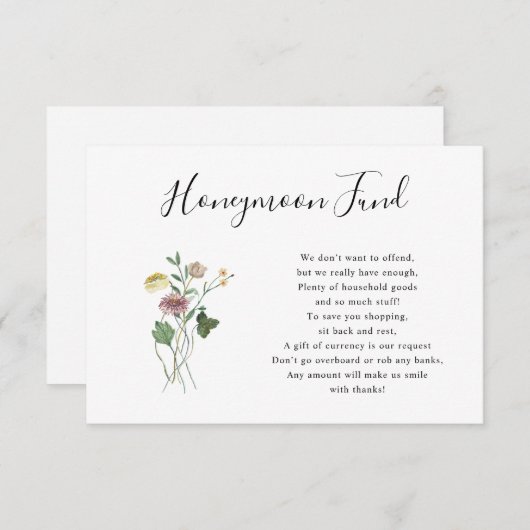 秋素朴山花新婚旅行資金カード 招待状 (正面/裏面)