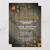 秋素朴引っ越し祝いパーティーパーティー紅葉ウッド 招待状 (正面/裏面)