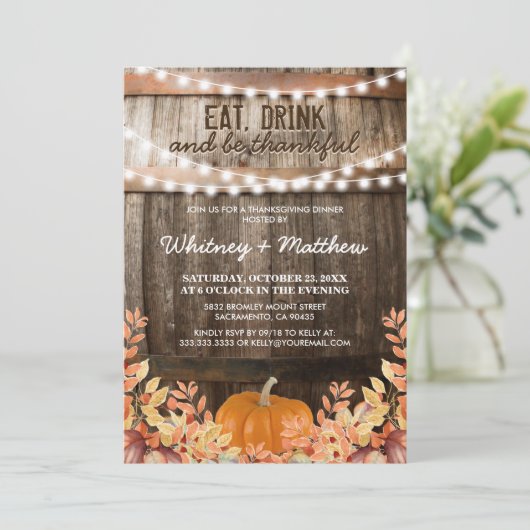 秋素朴感謝祭ディナーパティ 招待状 (スタンド正面)