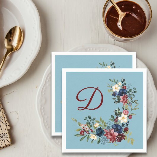 秋素朴感謝祭モノグラムカスタム スタンダードカクテルナプキン