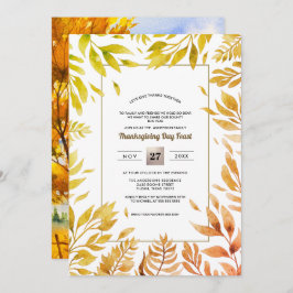 秋素朴景観 |秋の葉の感謝祭 招待状