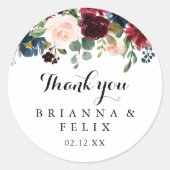 秋素朴書道サンキュー結婚式の引き出物 ラウンドシール (正面)
