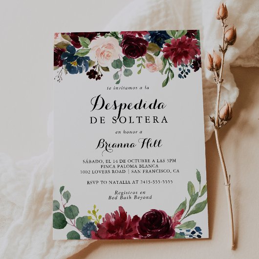 秋素朴書道スペインのブライダルシャワー 招待状