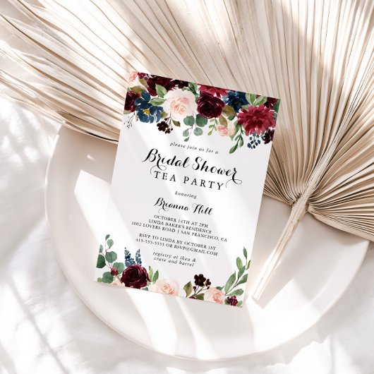 秋素朴書道ブライダルシャワー茶パーティー 招待状