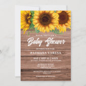 秋素朴木製ひまわり赤ちゃんシャワー 招待状 (正面)