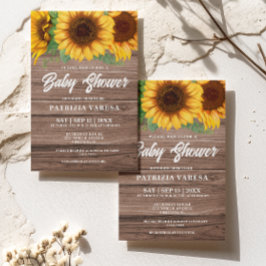 秋素朴木製ひまわり赤ちゃんシャワー 招待状