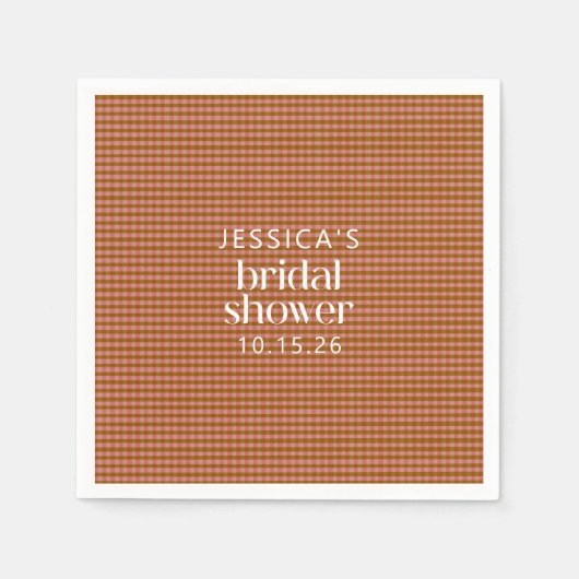 秋素朴格子形幾何カスタムブライダルシャワー スタンダードカクテルナプキン (正面)