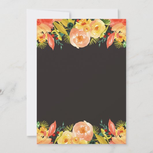 秋素朴桃ウォーターカラーフローラ秋の結婚式 招待状 (裏面)