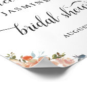 秋素朴桃フローラブライダルシャワー標識 ポスター (角)