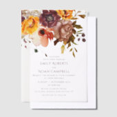 秋素朴梅オレンジフローラ結婚ズ ベラム紙招待状 (オフセット)