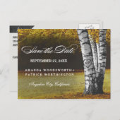 秋素朴樺の木ツリー国の日付の保存 案内ポストカード (正面/裏面)