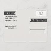 秋素朴樺の木ツリー国の日付の保存 案内ポストカード (裏面)