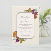 秋素朴水彩紅葉結婚ズ 招待状 (スタンド正面)
