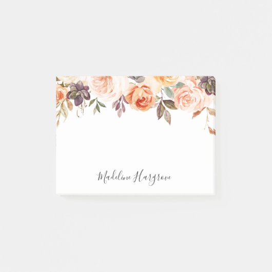 秋素朴水色フローラパーソナライズされた ポストイット (正面)