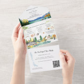 秋素朴湖結婚湖 オールインワン招待状 (貼ってはがせる)