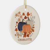 秋素朴秋かぼちゃワイルドフラワーズ名前をカスタムする セラミックオーナメント (右)