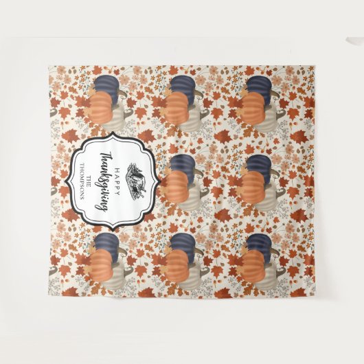 秋素朴秋かぼちゃ山花感謝祭 タペストリー (正面(横))