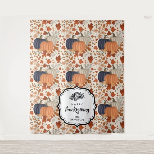 秋素朴秋かぼちゃ山花感謝祭 タペストリー (正面)