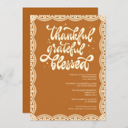 秋素朴秋の友情テラコッタ 招待状 (正面/裏面)