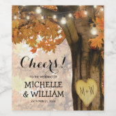 秋素朴秋の木の応援の結婚一覧 ワインラベル (シングルラベル)